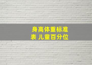 身高体重标准表 儿童百分位